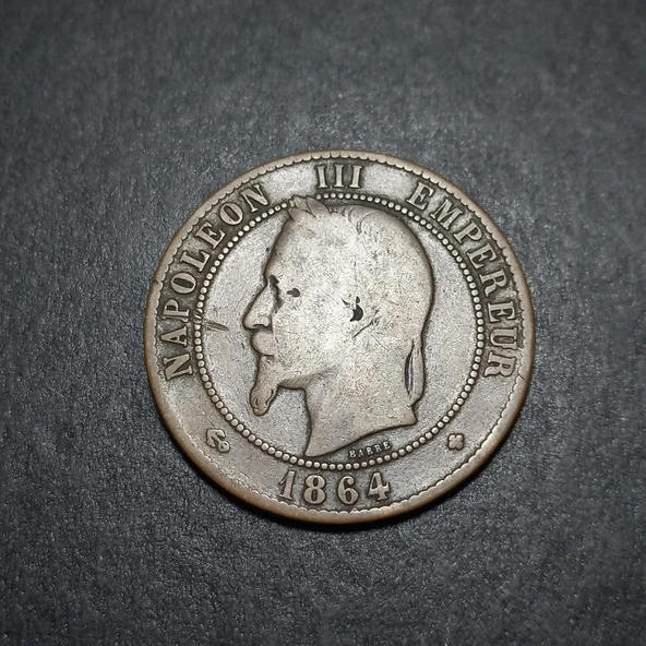 Escoines Koleksiyon 3996367e36faf1d1e3 1864 Fransa 10Centim İmparator Napolyon - Resim 3