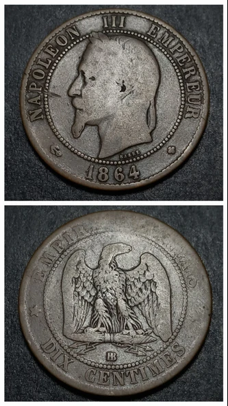 Escoines Koleksiyon 3996367e36faf1d1e3 1864 Fransa 10Centim İmparator Napolyon ürün görseli 1