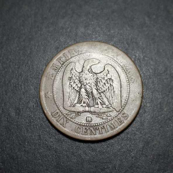 Escoines Koleksiyon 3996367e36faf1d1e3 1864 Fransa 10Centim İmparator Napolyon - Resim 2