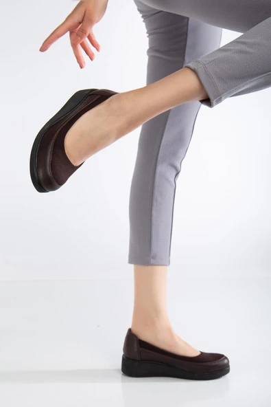 Kadın Günlük Ayakkabı Kahve Streç Ortopedik - Resim 2