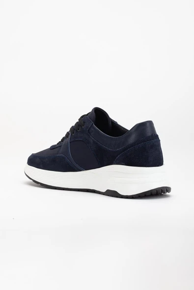 Hakiki Deri Erkek Günlük Ayakkabı Lacivert Kalın Faylon Taban Bağcıklı - Resim 5