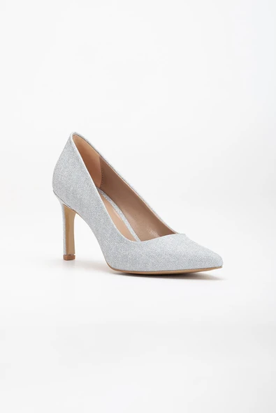 Kadın İnce Topuklu Stiletto Gümüş Parlak Malzeme Aynalı Jurdan - 4
