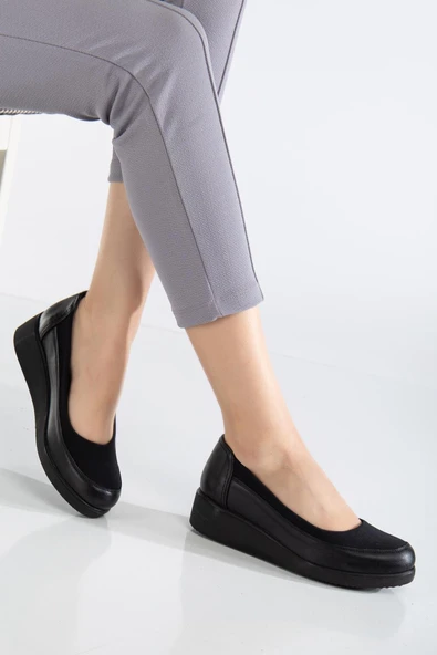 Kadın Günlük Ayakkabı Siyah Streç Ortopedik - Resim 2