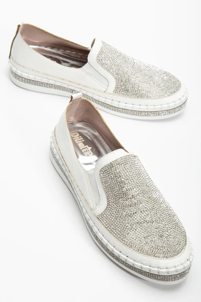 Kadın Günlük Ayakkabı Beyaz Taşlı Taban Saraçlı ürün görseli