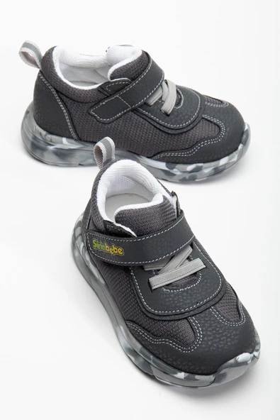 Şirinbebe Ortopedik Erkek Bebek İlk Adım Spor Ayakkabı Füme Cırtlı Anorak Malzeme