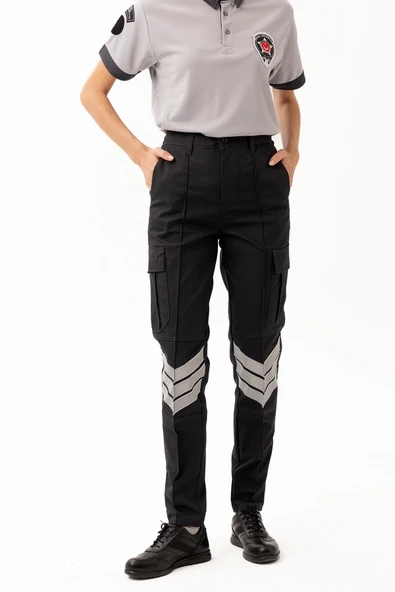 Unisex Güvenlik Kıyafeti KM Pantolon Reflektörlü Cepli Dayanıklı Kumaş Özel Güvenlik Personel Pantolonu - Resim 4