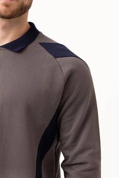 Flora Polo Yaka Sweatshirt - Uzun Kollu, Rahat Kesim, Pamuklu, Günlük ve İş Kullanımı İçin - 4