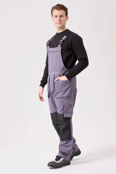 Baccata Bahçıvan Tulum Erkek İş Güvenliği Kot Salopet Dayanıklı Denim Tulum Çok Cepli - 3