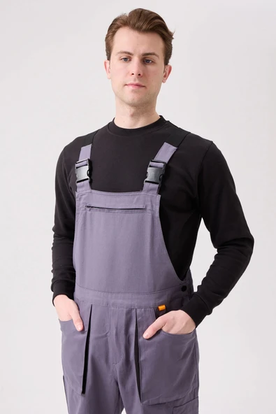 Baccata Bahçıvan Tulum Erkek İş Güvenliği Kot Salopet Dayanıklı Denim Tulum Çok Cepli - 5