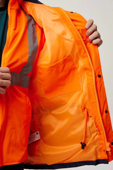 Eradium 5N1 Reflektörlü İş Güvenliği Parkası - Su ve Rüzgar Geçirmez, Yüksek Görünürlüklü Kışlık Mont - 11