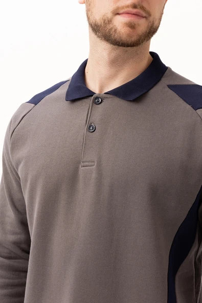 Flora Polo Yaka Sweatshirt - Uzun Kollu, Rahat Kesim, Pamuklu, Günlük ve İş Kullanımı İçin - 5