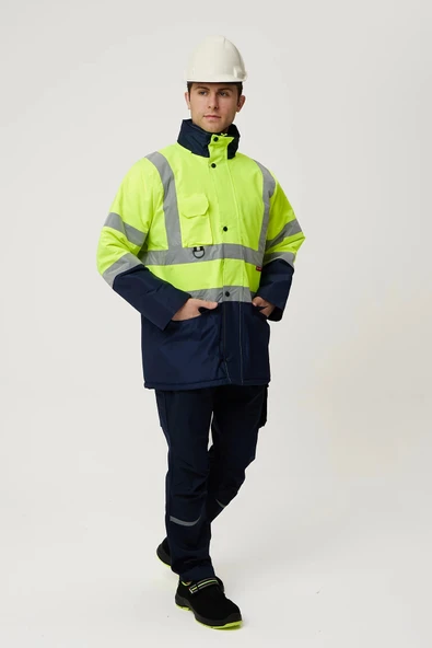 Linum Reflektörlü İş Güvenliği Parkası - Su ve Rüzgar Geçirmez, Yüksek Görünürlüklü Kışlık Mont - Resim 10