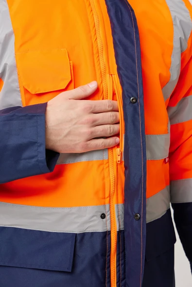 Linum Reflektörlü İş Güvenliği Parkası - Su ve Rüzgar Geçirmez, Yüksek Görünürlüklü Kışlık Mont - Resim 7