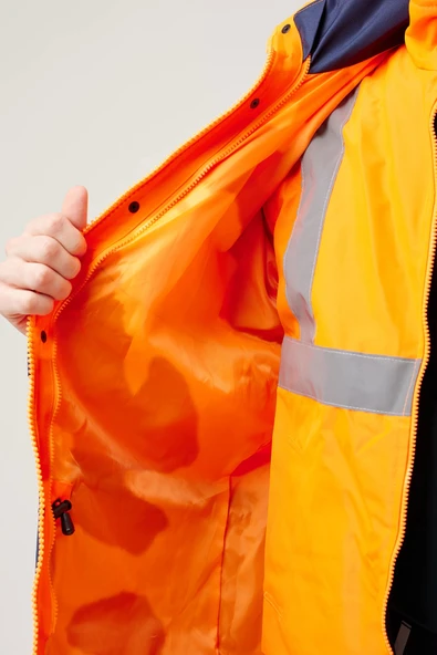 Eradium 5N1 Reflektörlü İş Güvenliği Parkası - Su ve Rüzgar Geçirmez, Yüksek Görünürlüklü Kışlık Mont - 9