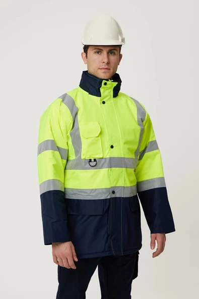 Linum Reflektörlü İş Güvenliği Parkası - Su ve Rüzgar Geçirmez, Yüksek Görünürlüklü Kışlık Mont - Resim 7
