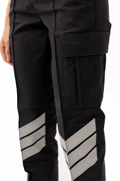 Unisex Güvenlik Kıyafeti KM Pantolon Reflektörlü Cepli Dayanıklı Kumaş Özel Güvenlik Personel Pantolonu - Resim 7