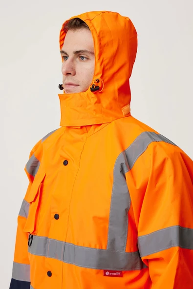 Eradium 5N1 Reflektörlü İş Güvenliği Parkası - Su ve Rüzgar Geçirmez, Yüksek Görünürlüklü Kışlık Mont - 7