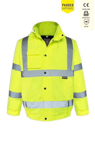 Olympus Essential Hi Vis Bomber Lined Reflektörlü Kışlık Mont Su Geçirmez Soğuk Hava Koruyucu ürün görseli