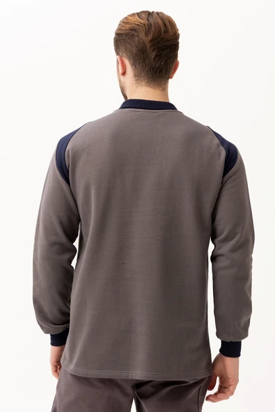 Flora Polo Yaka Sweatshirt - Uzun Kollu, Rahat Kesim, Pamuklu, Günlük ve İş Kullanımı İçin - 3