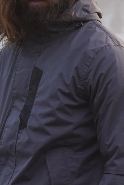 Fiyort FY 76 Floyen Polarlı Su Geçirmez Outdoor Yağmurluk Mont – Erkek Kapüşonlu Ceket - Resim 2