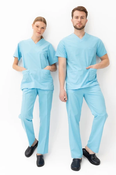 Santolina V Yaka Üniforma - Doktor, Hemşire, Sağlık Çalışanları İçin Rahat ve Dayanıklı Scrubs