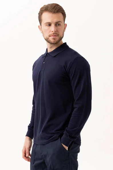 PADUS %100 Pamuk Polo Yaka Uzun Kollu T-Shirt Şık ve Konforlu İş ve Genel Kullanım - Resim 2