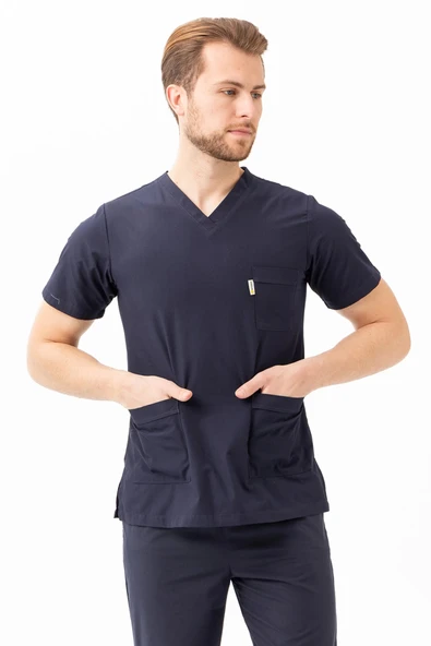 Santolina V Yaka Üniforma - Doktor, Hemşire, Sağlık Çalışanları İçin Rahat ve Dayanıklı Scrubs - 2