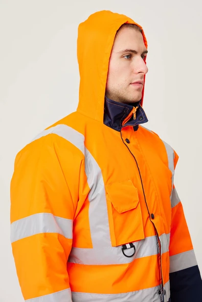 Linum Reflektörlü İş Güvenliği Parkası - Su ve Rüzgar Geçirmez, Yüksek Görünürlüklü Kışlık Mont - Resim 9