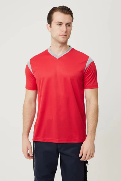 Allium V Yaka Tişört Nefes Alabilir Esnek ve Şık İş ve Günlük Kullanım İçin