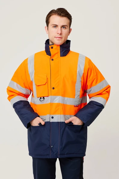 Linum Reflektörlü İş Güvenliği Parkası - Su ve Rüzgar Geçirmez, Yüksek Görünürlüklü Kışlık Mont - Resim 4