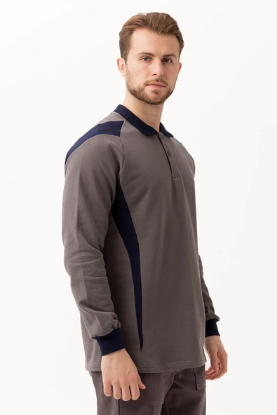 Flora Polo Yaka Sweatshirt - Uzun Kollu, Rahat Kesim, Pamuklu, Günlük ve İş Kullanımı İçin - 2