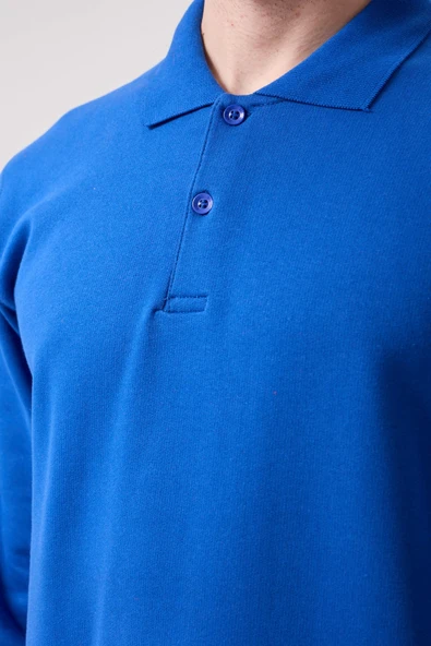 Galanthus Polo Sweat Erkek Uzun Kollu Pamuklu Sweatshirt İş ve Günlük Kullanım İçin - Resim 4