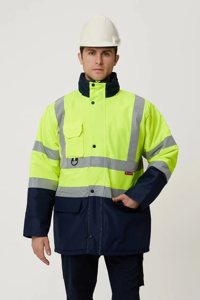 Linum Reflektörlü İş Güvenliği Parkası - Su ve Rüzgar Geçirmez, Yüksek Görünürlüklü Kışlık Mont - Resim 11