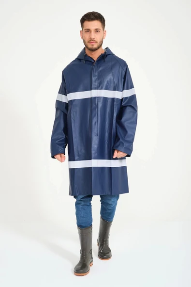 Yerli Diz Altı Pardesü RY 1800 Reflektörlü Su Geçirmez Fosforlu Yağmurluk İş Güvenliği Kıyafeti ürün görseli