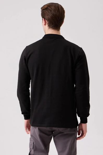 Galanthus Polo Sweat Erkek Uzun Kollu Pamuklu Sweatshirt İş ve Günlük Kullanım İçin - 4