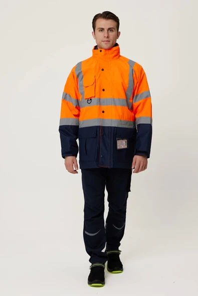 Eradium 5N1 Reflektörlü İş Güvenliği Parkası - Su ve Rüzgar Geçirmez, Yüksek Görünürlüklü Kışlık Mont - 2