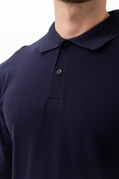 PADUS %100 Pamuk Polo Yaka Uzun Kollu T-Shirt Şık ve Konforlu İş ve Genel Kullanım - Resim 4