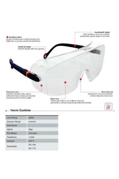Starline G-039A-C Şeffaf Camlı Antifog Özellikli İş Güvenliği Gözlüğü - 2