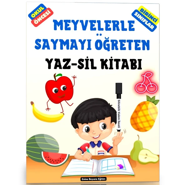 Çocuklara Meyvelerle Saymayı Öğreten YAZ-SİL Kitabı ürün görseli 1