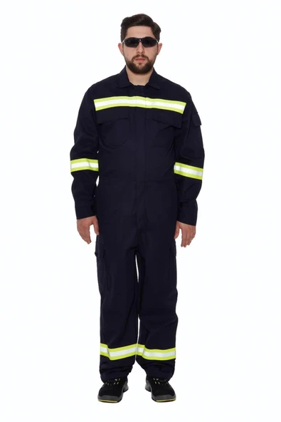 Alev Almaz Tulum Reflektörlü Koruyucu İş Tulumu Antistatik Yüksek Risk Alanlarına Uygun