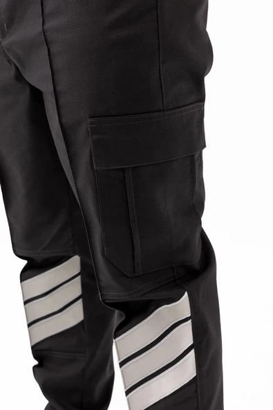 Unisex Güvenlik Kıyafeti KM Pantolon Reflektörlü Cepli Dayanıklı Kumaş Özel Güvenlik Personel Pantolonu - Resim 10