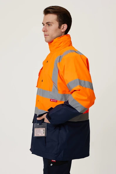 Eradium 5N1 Reflektörlü İş Güvenliği Parkası - Su ve Rüzgar Geçirmez, Yüksek Görünürlüklü Kışlık Mont - 4