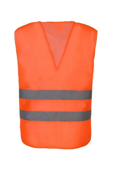 Hi-vis Turuncu Fosforlu Reflektörlü İş Güvenliği Yeleği Yüksek Görünürlük Trafik & İnşaat - 2
