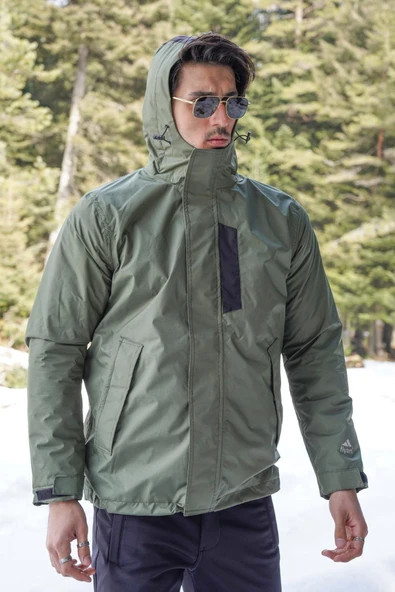 Fiyort FY 76 Floyen Polarlı Su Geçirmez Outdoor Yağmurluk Mont – Erkek Kapüşonlu Ceket - Resim 3