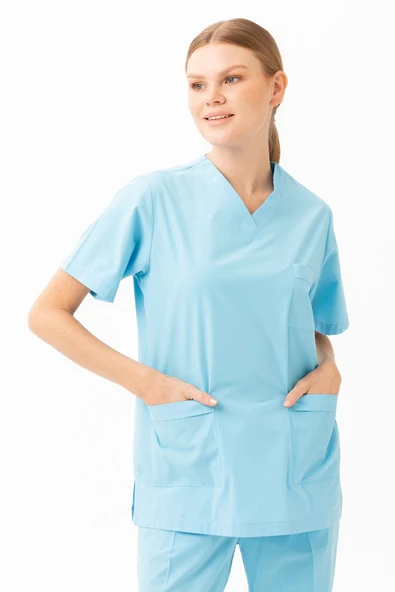 Santolina V Yaka Üniforma - Doktor, Hemşire, Sağlık Çalışanları İçin Rahat ve Dayanıklı Scrubs - 6