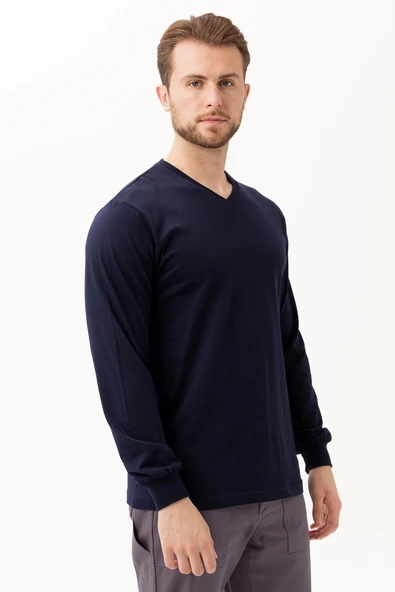 Padus V Yaka Uzun Kollu T-Shirt - Rahat Kesim, Günlük ve İş Kullanımı İçin - Resim 3
