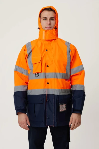 Eradium 5N1 Reflektörlü İş Güvenliği Parkası - Su ve Rüzgar Geçirmez, Yüksek Görünürlüklü Kışlık Mont - 6