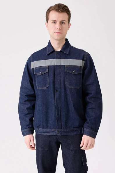 Tulipa Kot Mont Erkek İş Güvenliği Reflektörlü Dayanıklı Denim Ceket ürün görseli