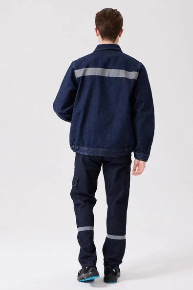 Tulipa Kot Mont Erkek İş Güvenliği Reflektörlü Dayanıklı Denim Ceket - Resim 4