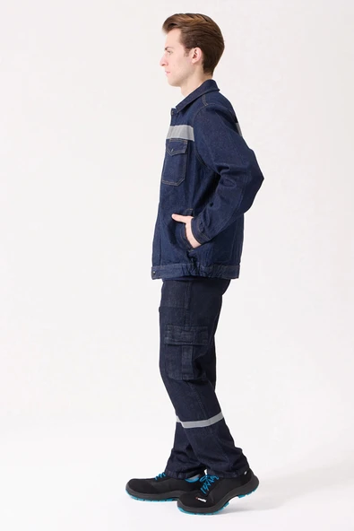 Tulipa Kot Mont Erkek İş Güvenliği Reflektörlü Dayanıklı Denim Ceket - Resim 3